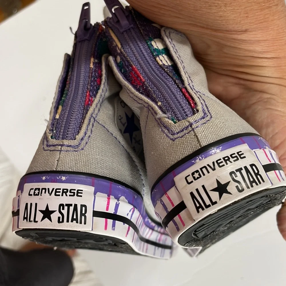 Converse Chuck Taylor All Star Gray and Purple High Tops Size 1